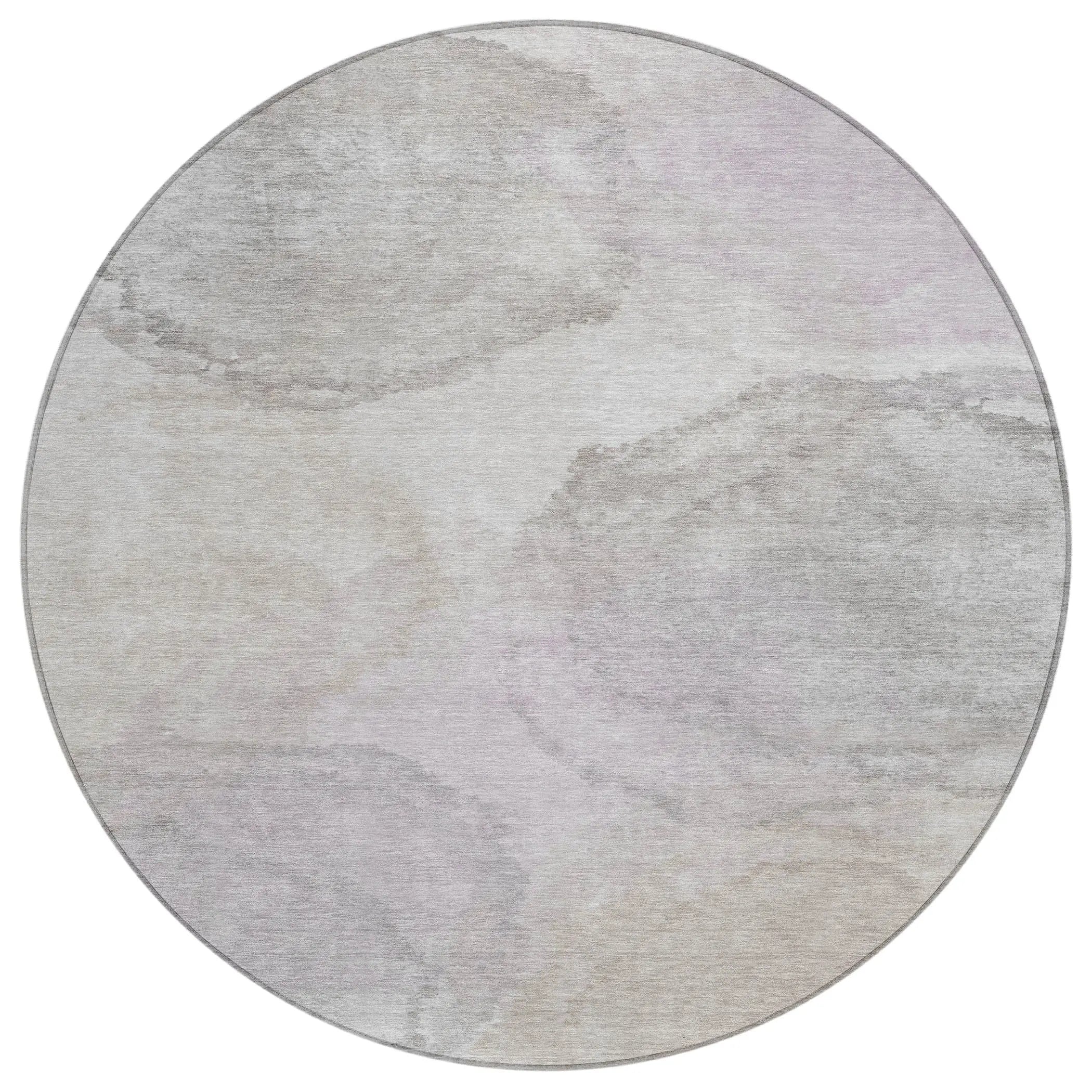 8' Beige And Ivory Round Abstract Washable Indoor Outdoor Area Rug Homeroots Outdoor