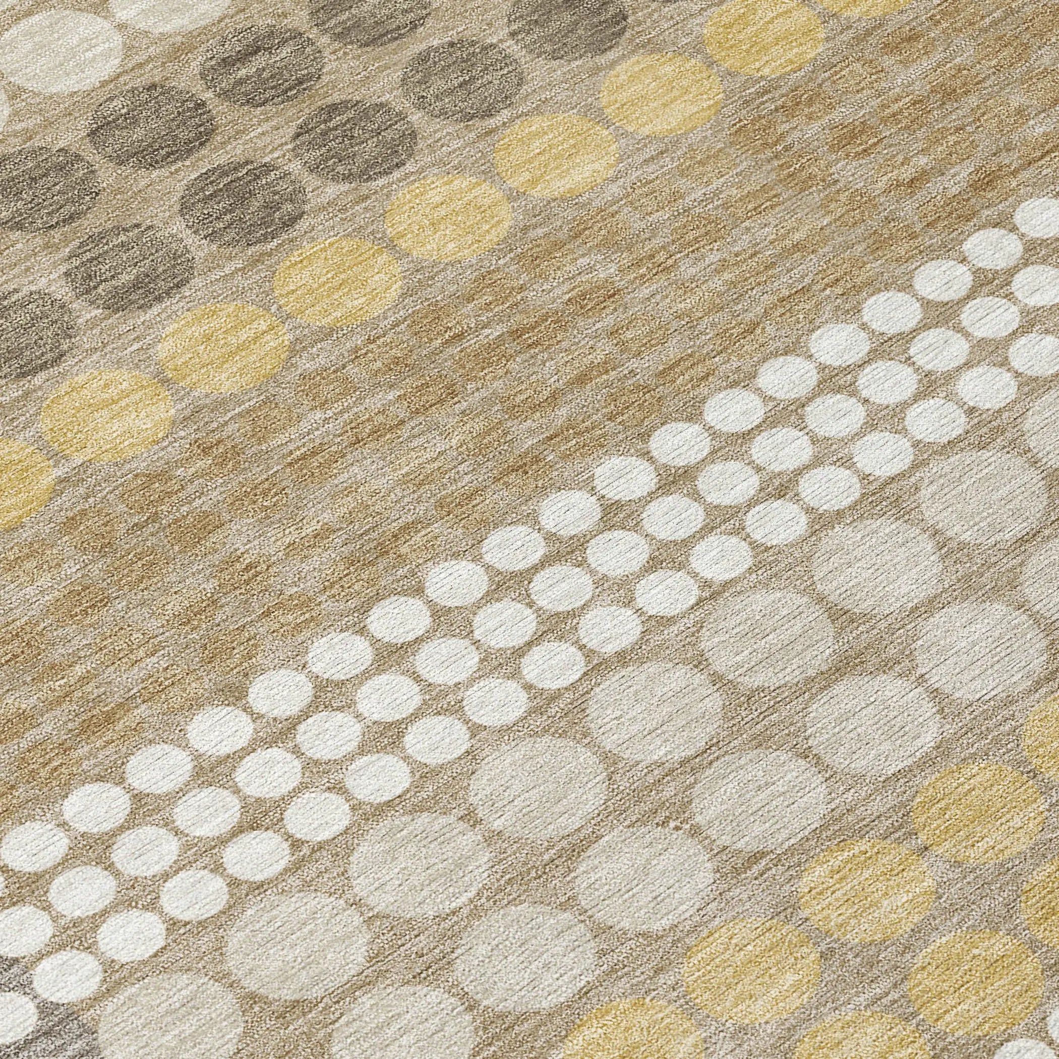 8' Beige And Ivory Round Geometric Washable Indoor Outdoor Area Rug Homeroots Outdoor