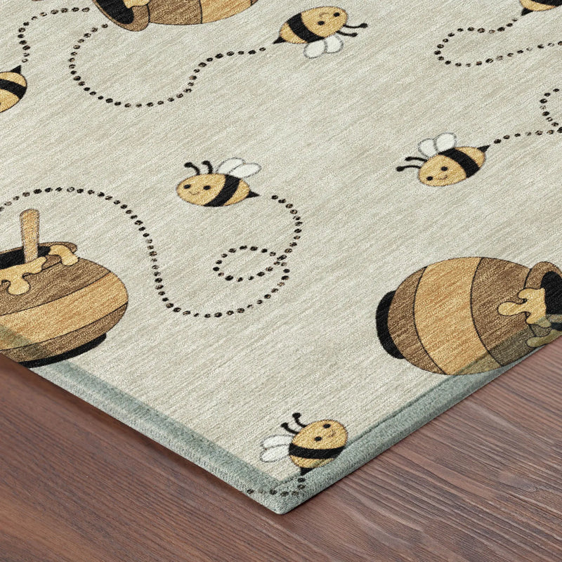 8' Beige And Ivory Round Geometric Washable Indoor Outdoor Area Rug Homeroots Outdoor