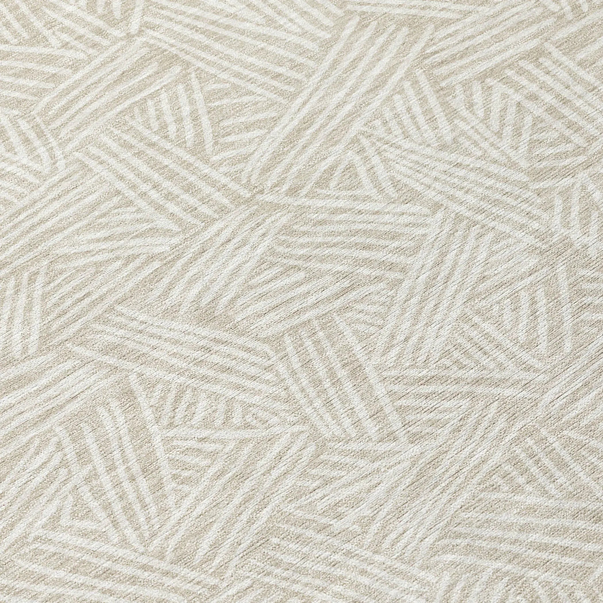 8' Beige And Ivory Round Geometric Washable Indoor Outdoor Area Rug Homeroots Outdoor