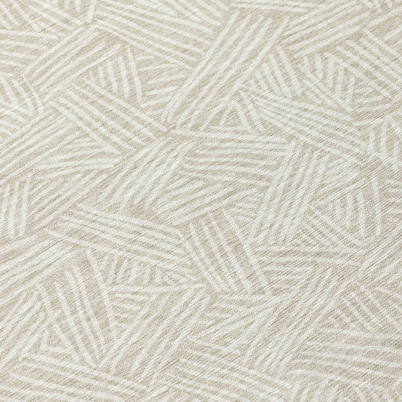 8' Beige And Ivory Round Geometric Washable Indoor Outdoor Area Rug Homeroots Outdoor