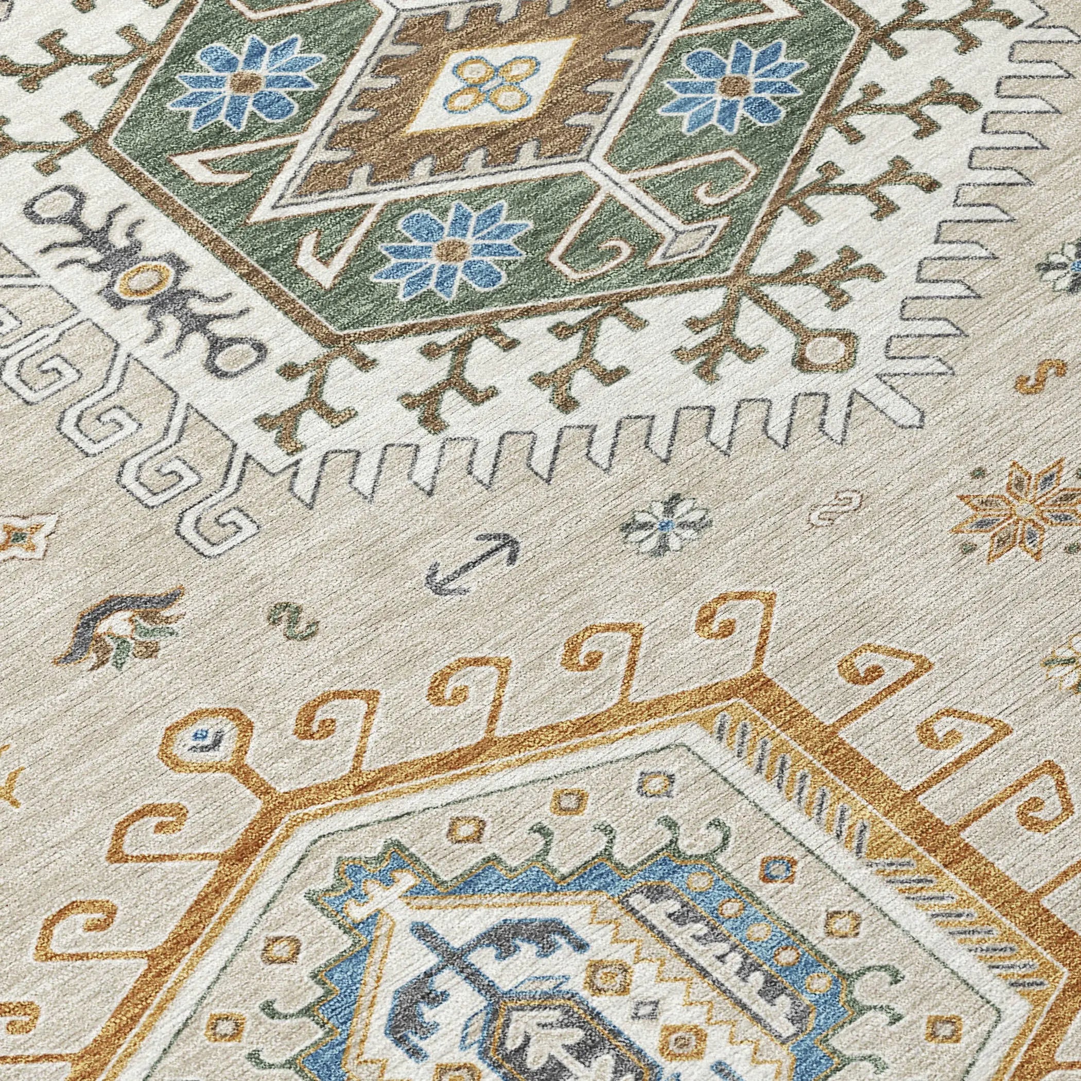 8' Beige And Ivory Round Tribal Washable Indoor Outdoor Area Rug Homeroots Outdoor