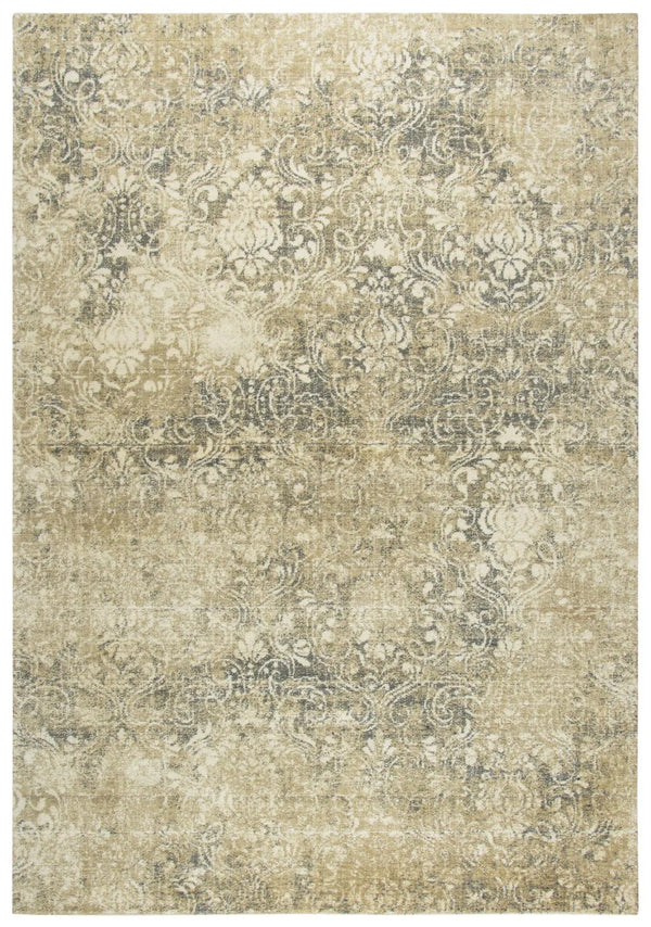 8' Beige And Natural New Zealand Lambs Wool Damask Hand Carved Handmade Area Rug Homeroots Home Decor