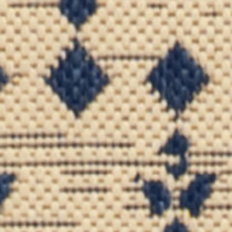 8' Beige And Navy Blue Trellis Indoor Outdoor Runner Rug Homeroots Outdoor