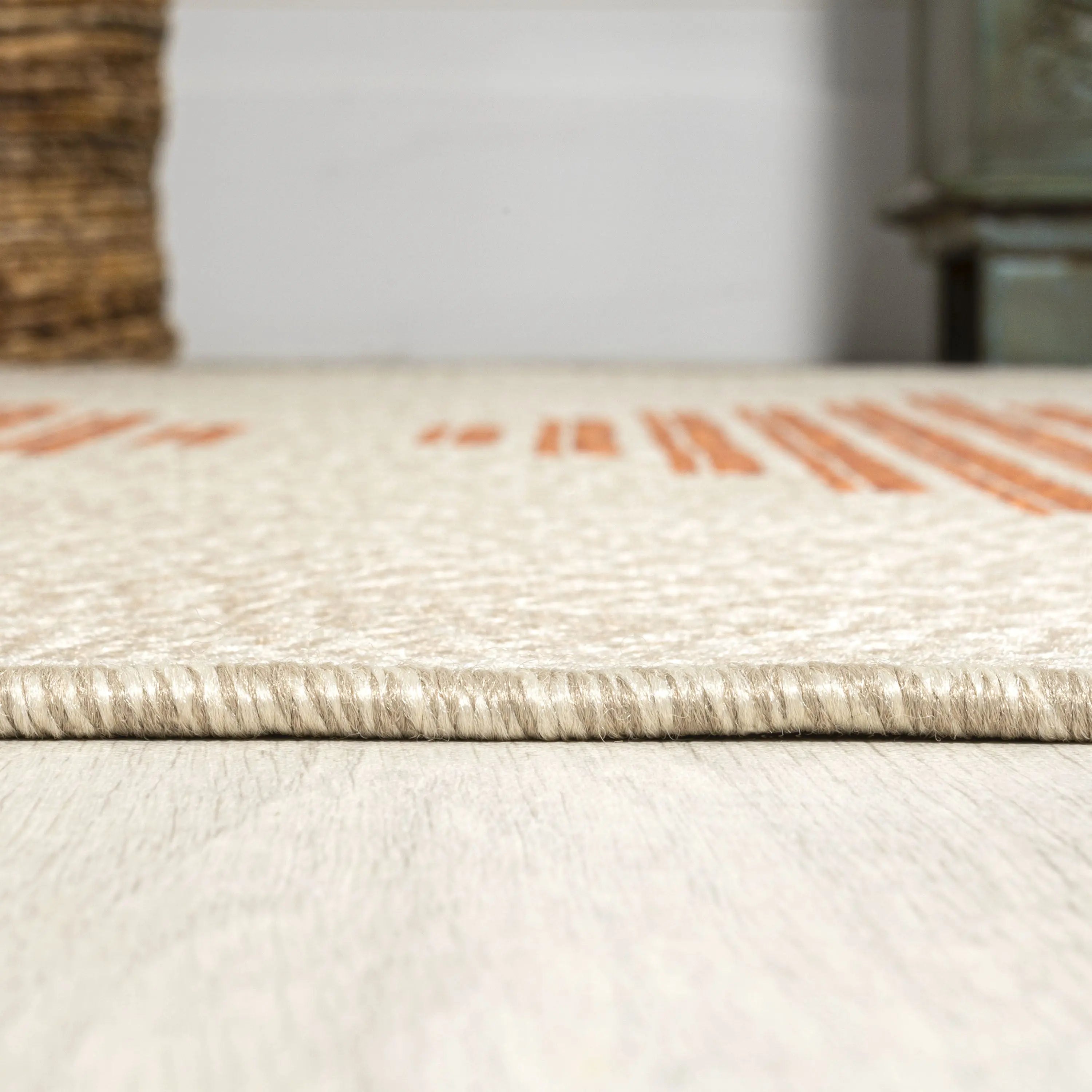8' Beige And Orange Striped Indoor Outdoor Runner Rug Homeroots Outdoor