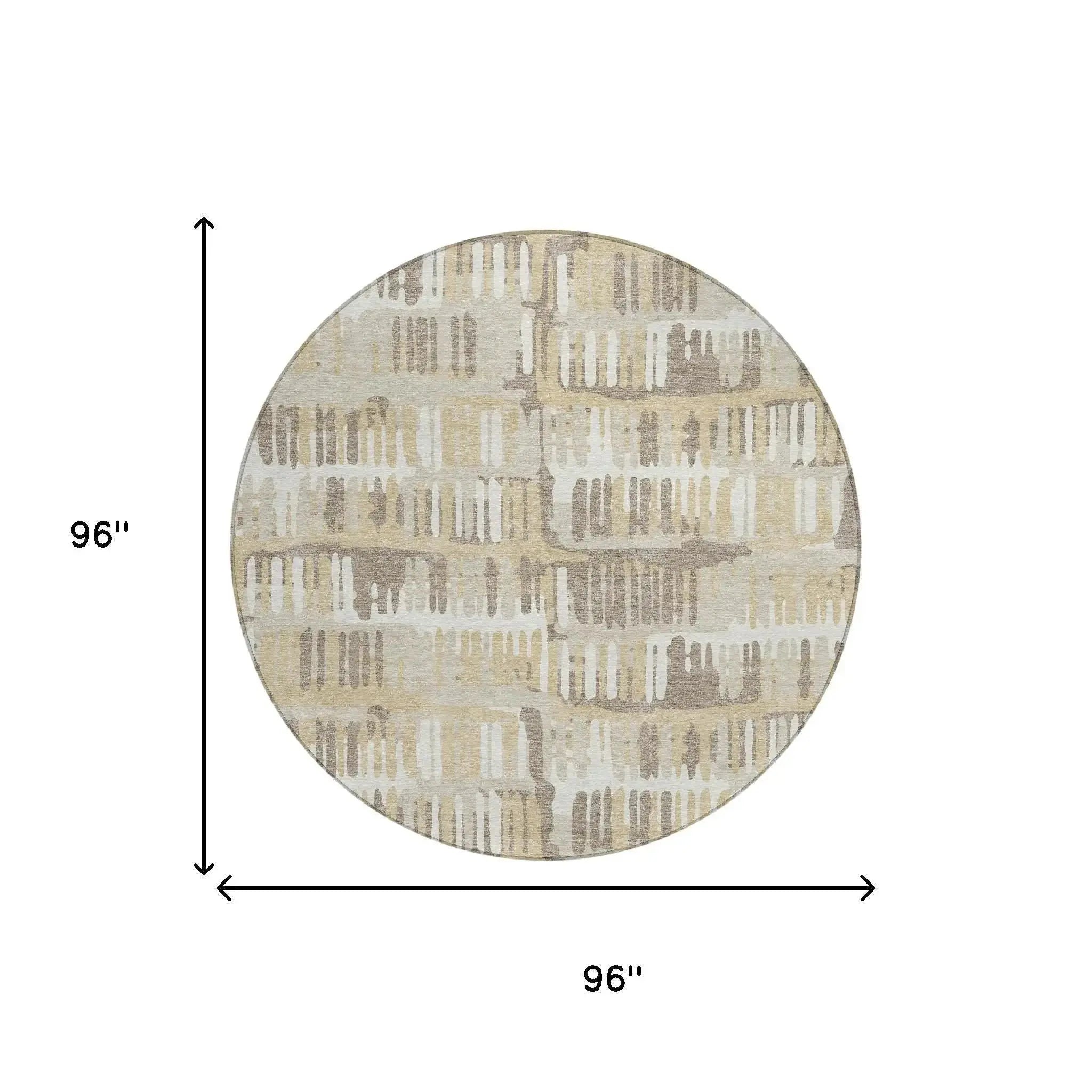 8' Beige And Taupe Round Abstract Washable Indoor Outdoor Area Rug Homeroots Outdoor