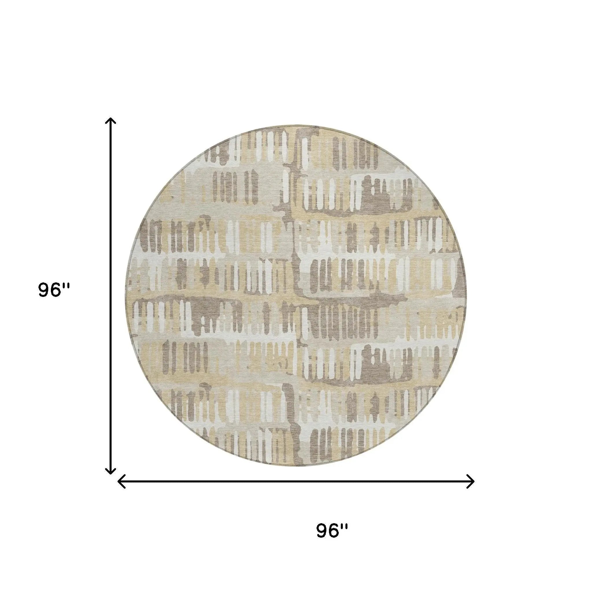 8' Beige And Taupe Round Abstract Washable Indoor Outdoor Area Rug Homeroots Outdoor