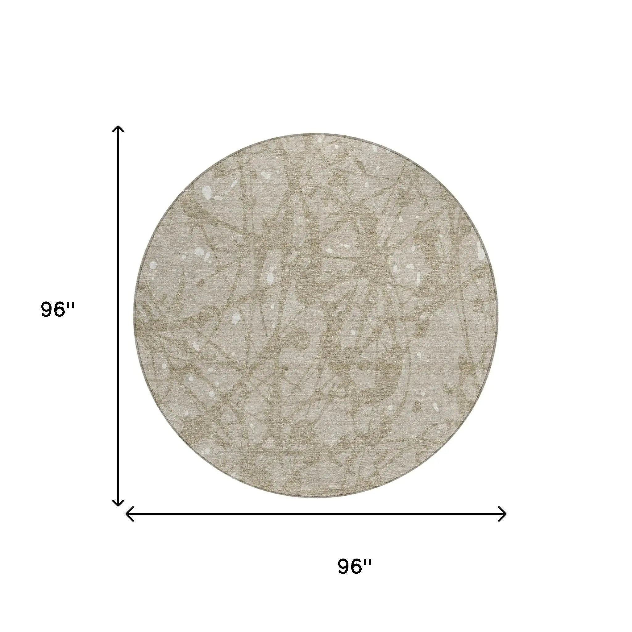 8' Beige And Taupe Round Abstract Washable Indoor Outdoor Area Rug Homeroots Outdoor