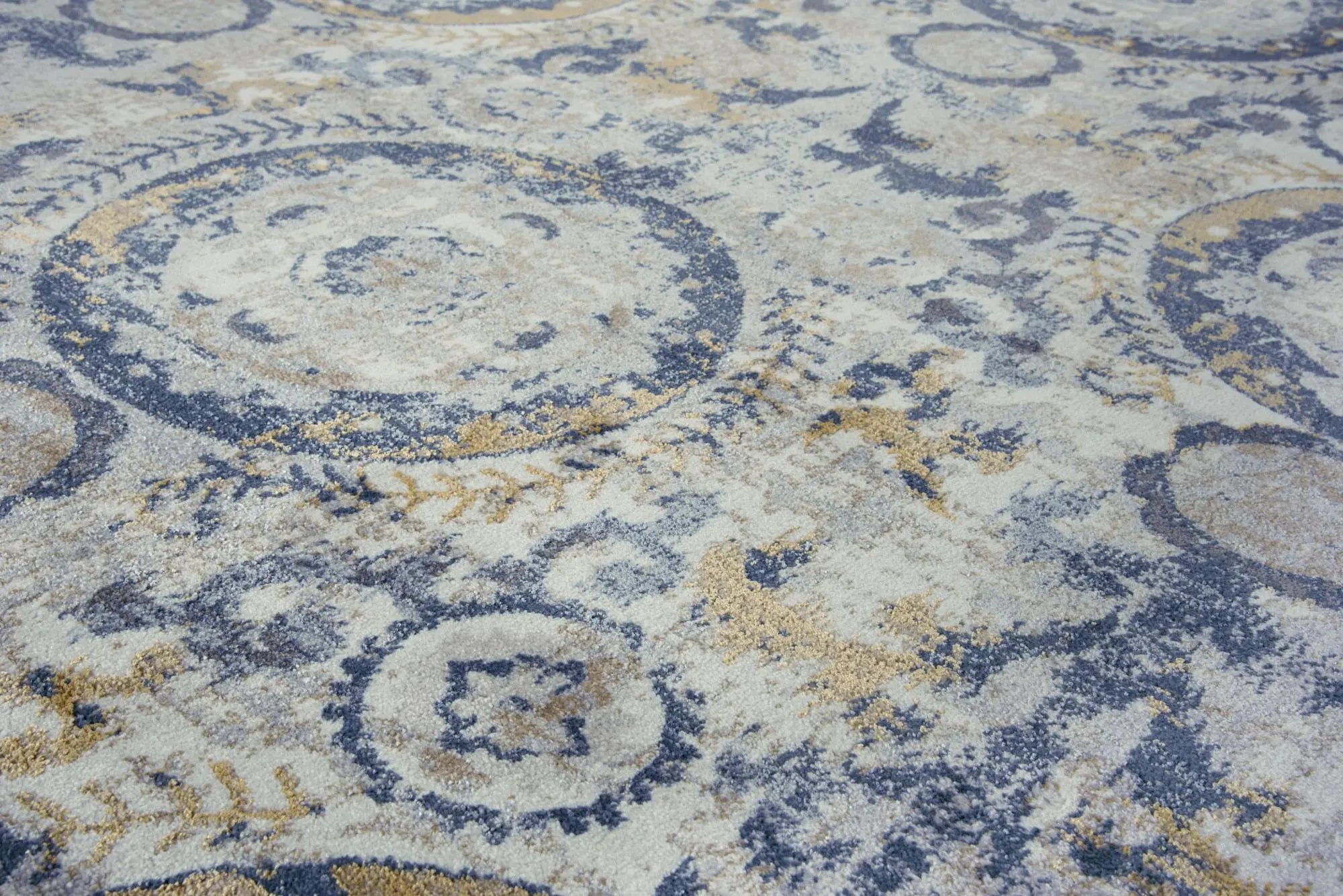 8' Beige Blue Gray And Rust Geometric Area Rug Homeroots Home Decor