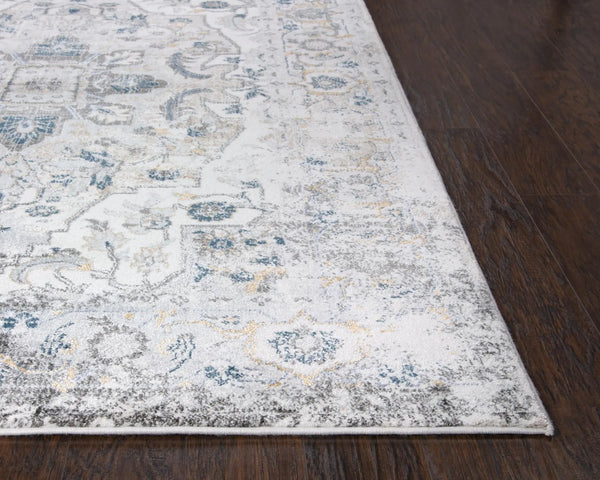 8' Beige Blue Gray And Rust Medallion Area Rug Homeroots Home Decor