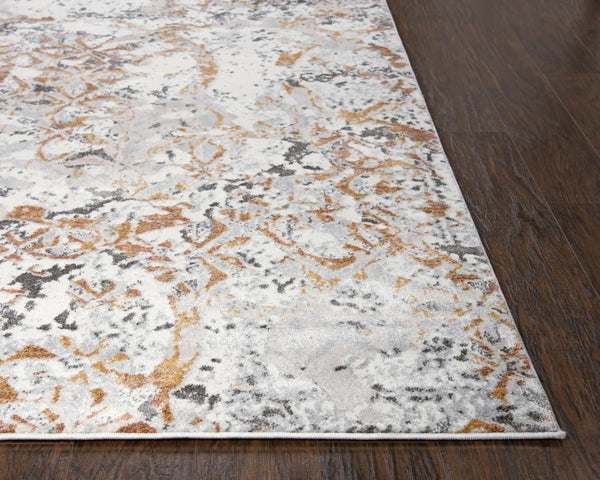8' Beige Copper And Gray Medallion Area Rug Homeroots Home Decor