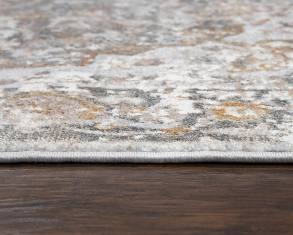 8' Beige Copper And Gray Medallion Area Rug Homeroots Home Decor