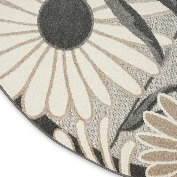 8' Beige Round Floral Indoor Outdoor Area Rug Homeroots Outdoor