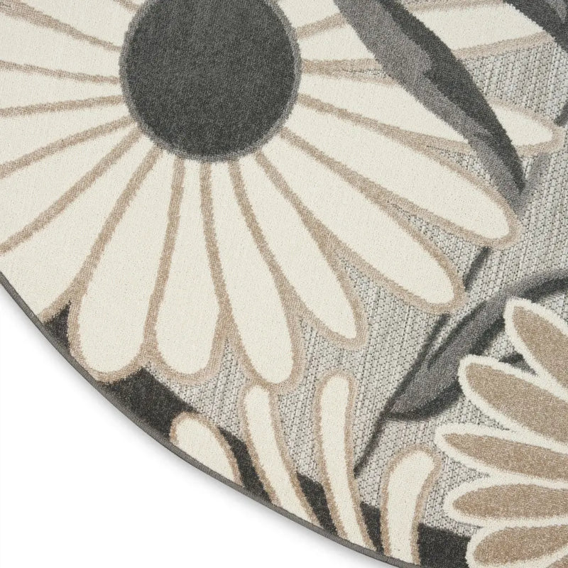 8' Beige Round Floral Indoor Outdoor Area Rug Homeroots Outdoor