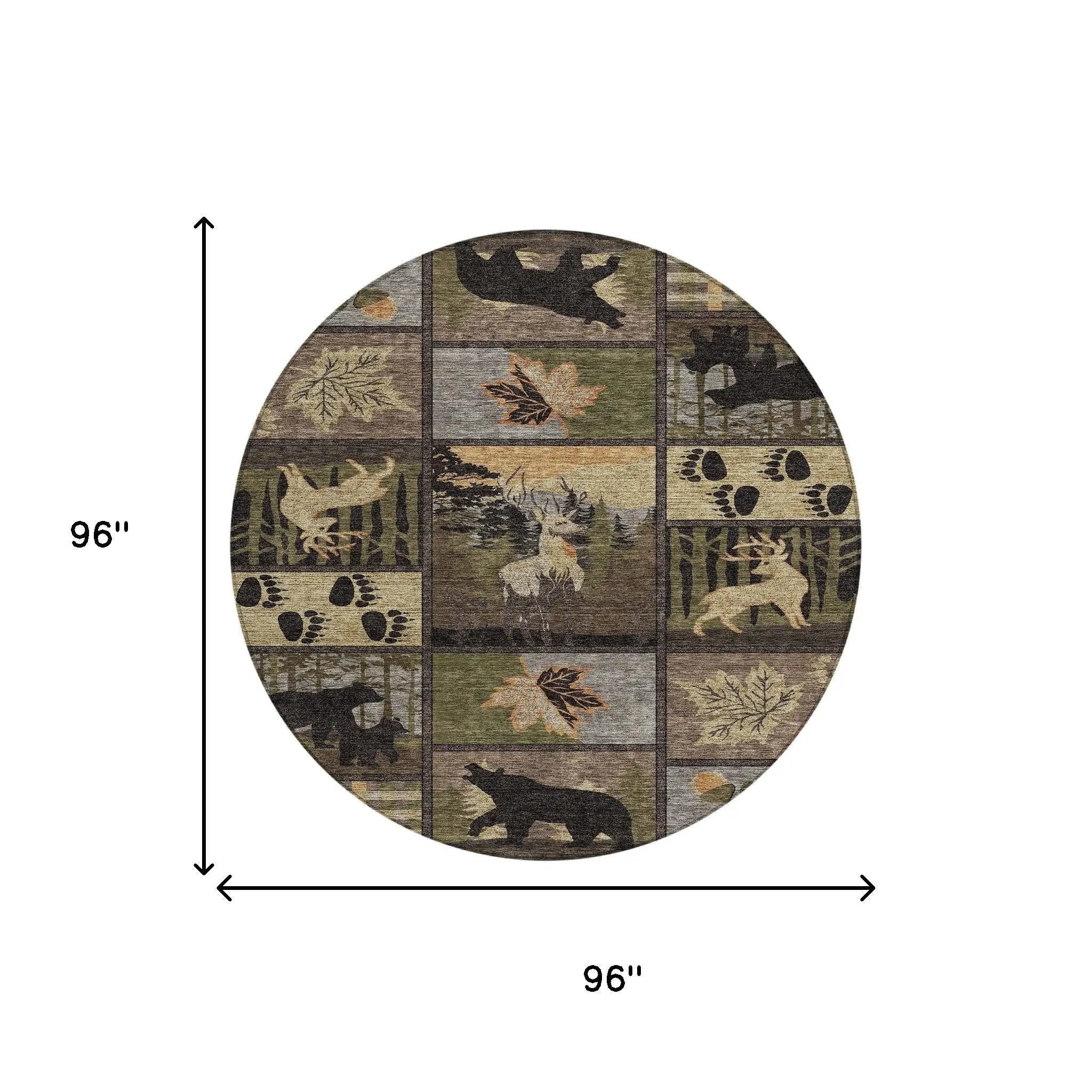8' Black And Brown Round Bear Washable Indoor Outdoor Area Rug Homeroots Outdoor