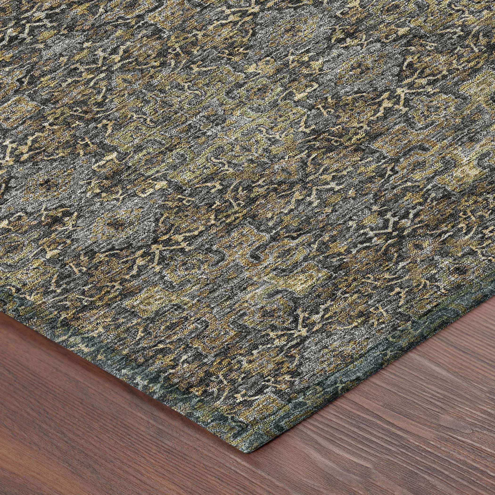 8' Black And Brown Round Oriental Washable Indoor Outdoor Area Rug Homeroots Outdoor