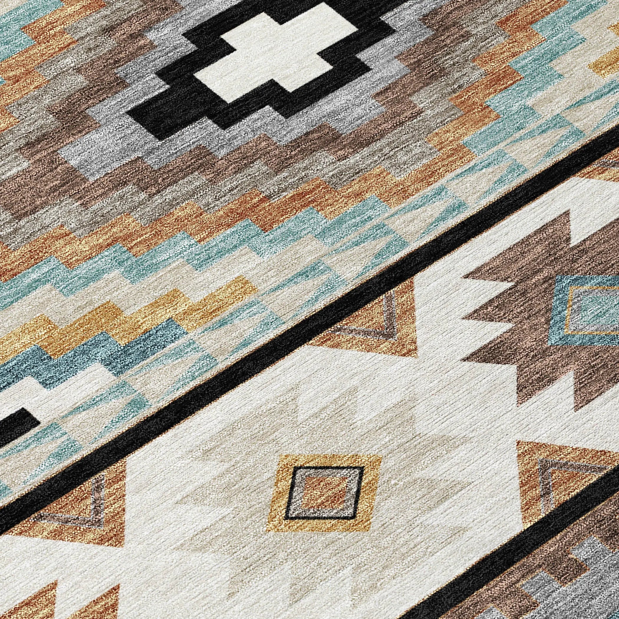 8' Black And Brown Round Southwestern Washable Indoor Outdoor Area Rug Homeroots Outdoor