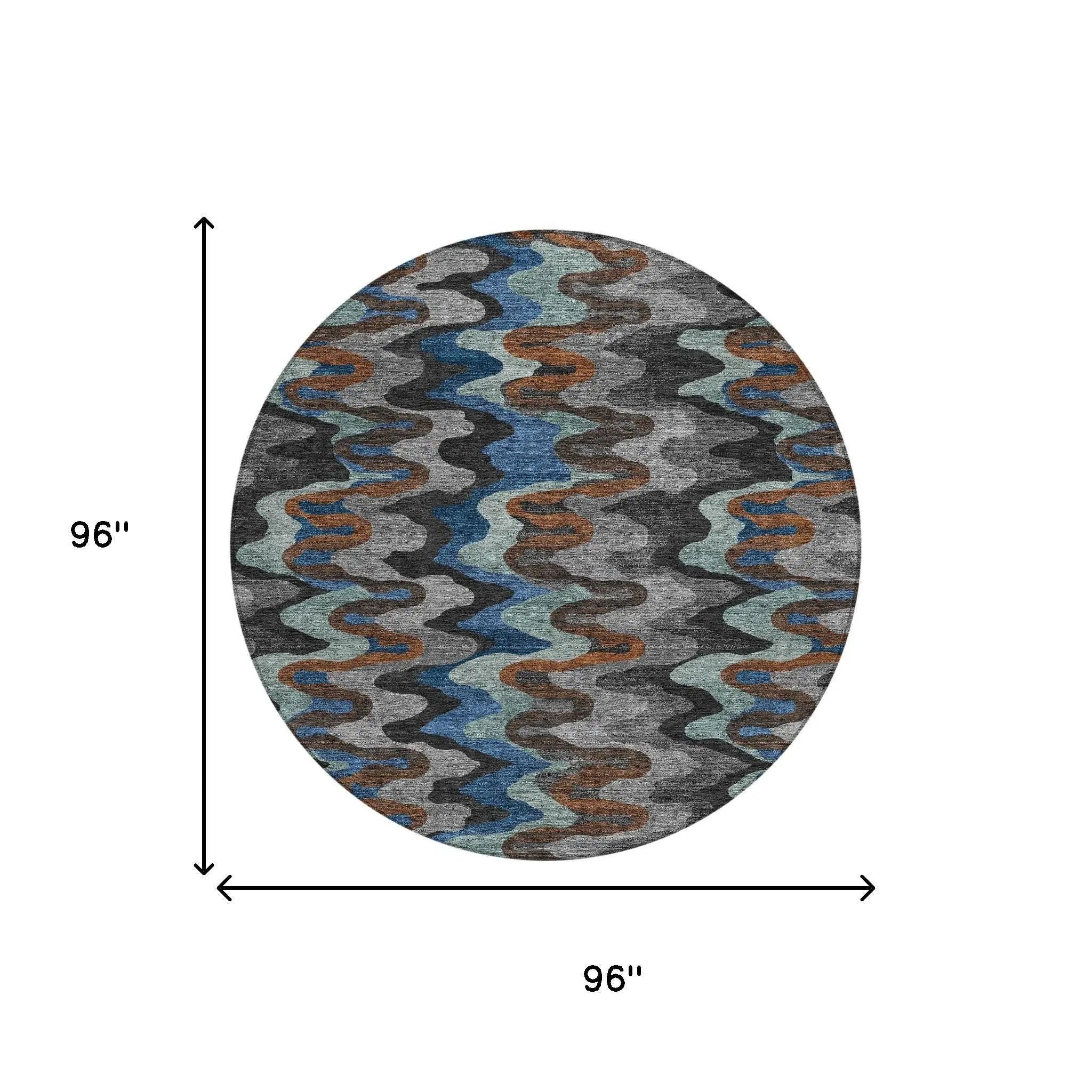 8' Black And Charcoal Round Abstract Washable Indoor Outdoor Area Rug Homeroots Outdoor