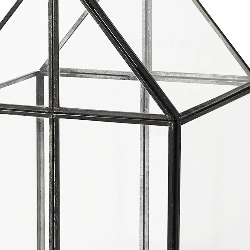 8" Black And Clear Glass And Metal Box Homeroots Office