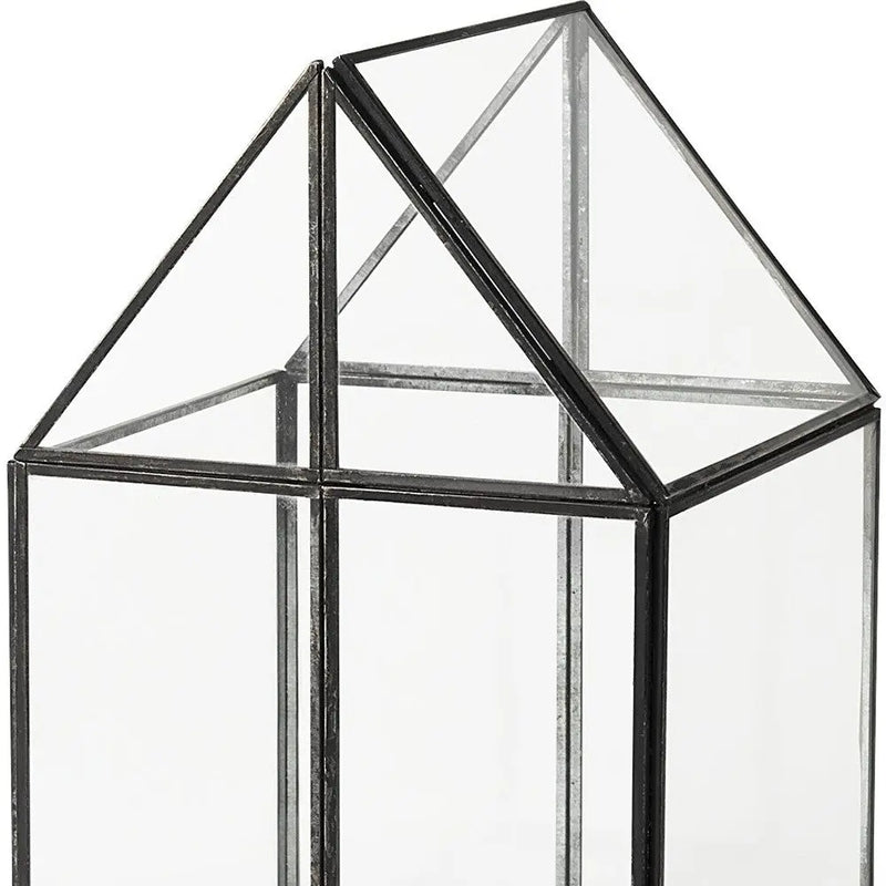 8" Black And Clear Glass And Metal Box Homeroots Office