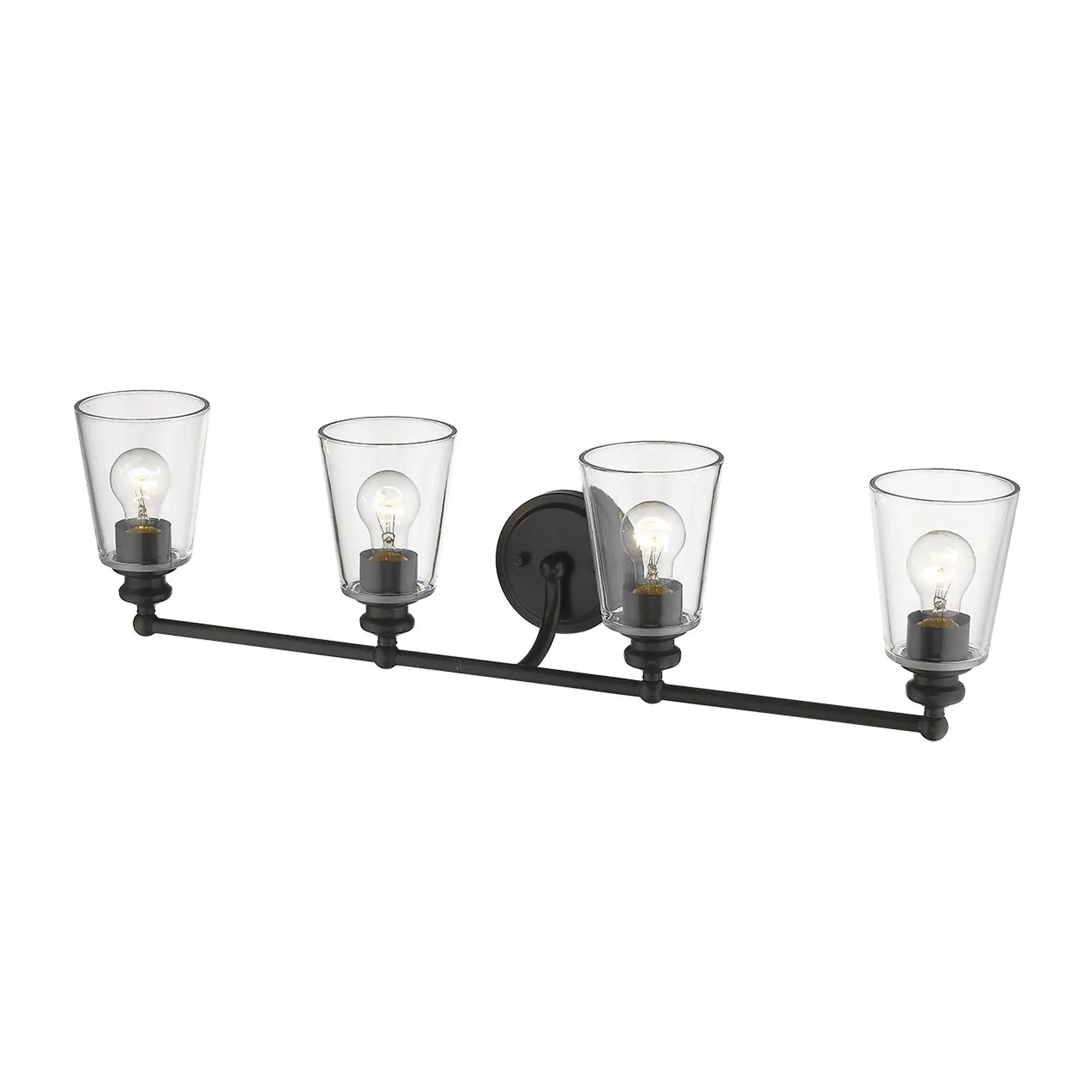8" Black And Clear Metal and Glass Vanity Flush Mounted Sconce Homeroots Lighting