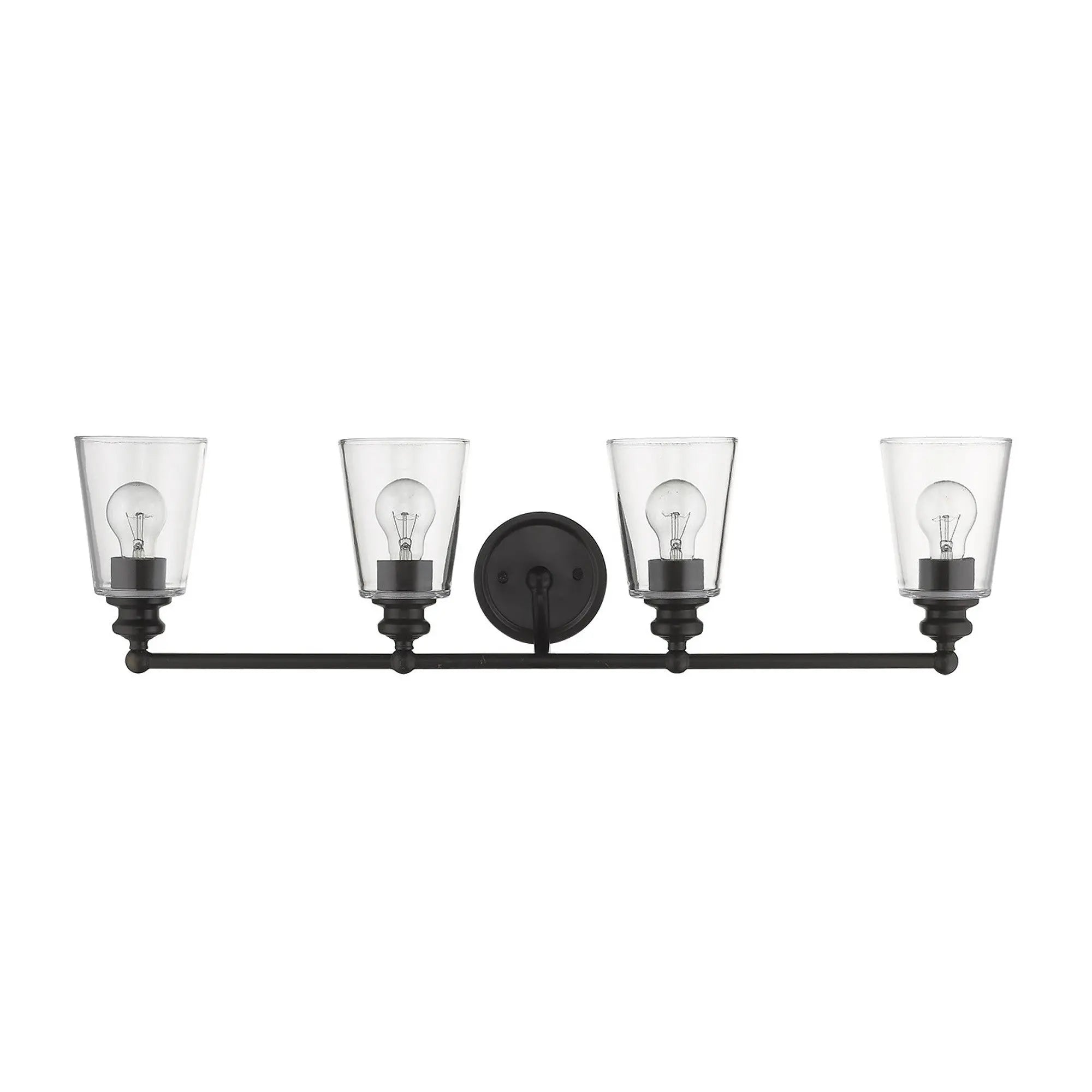 8" Black And Clear Metal and Glass Vanity Flush Mounted Sconce Homeroots Lighting