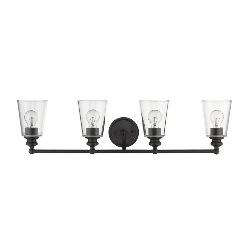 8" Black And Clear Metal and Glass Vanity Flush Mounted Sconce Homeroots Lighting