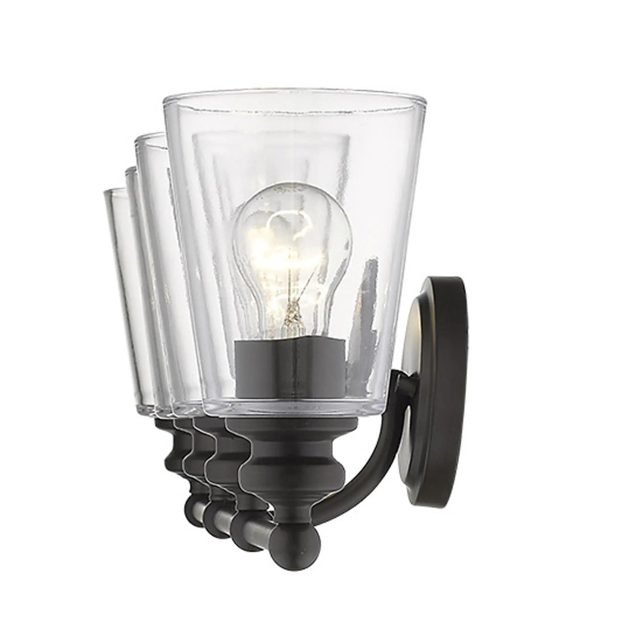 8" Black And Clear Metal and Glass Vanity Flush Mounted Sconce Homeroots Lighting