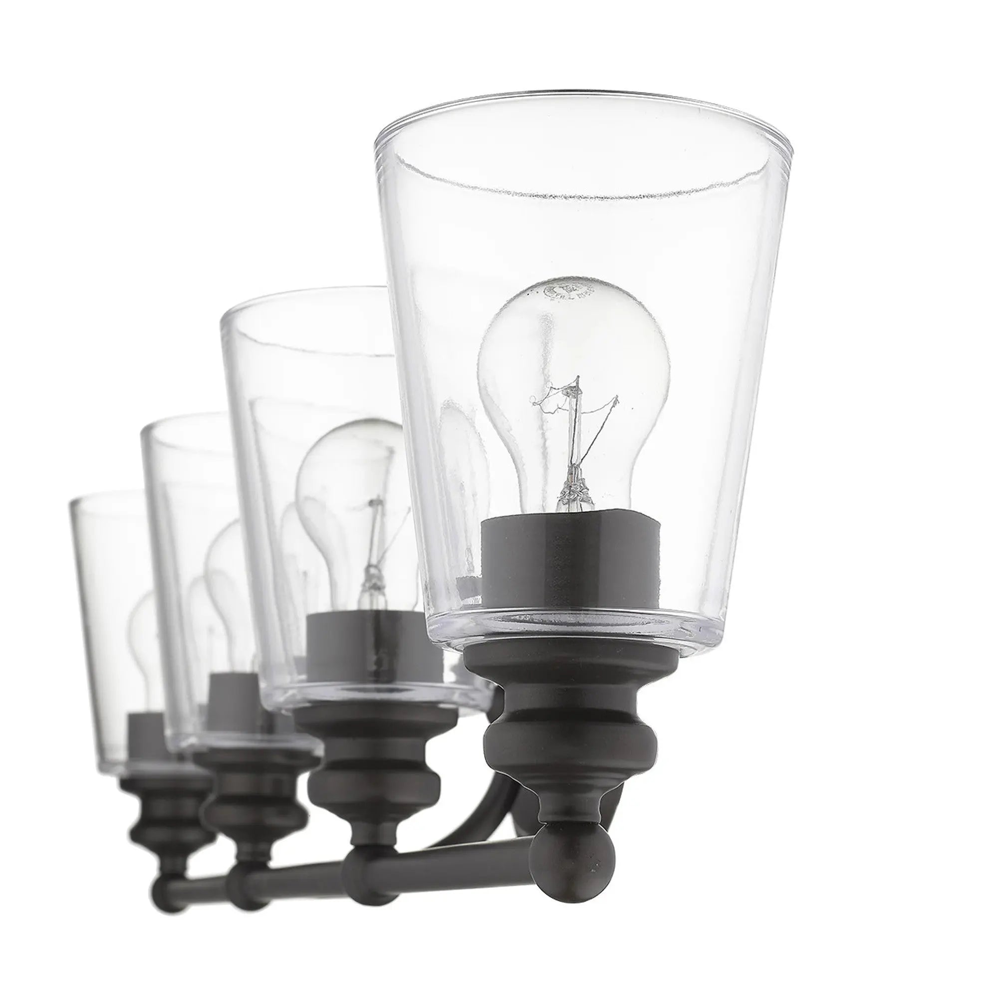 8" Black And Clear Metal and Glass Vanity Flush Mounted Sconce Homeroots Lighting