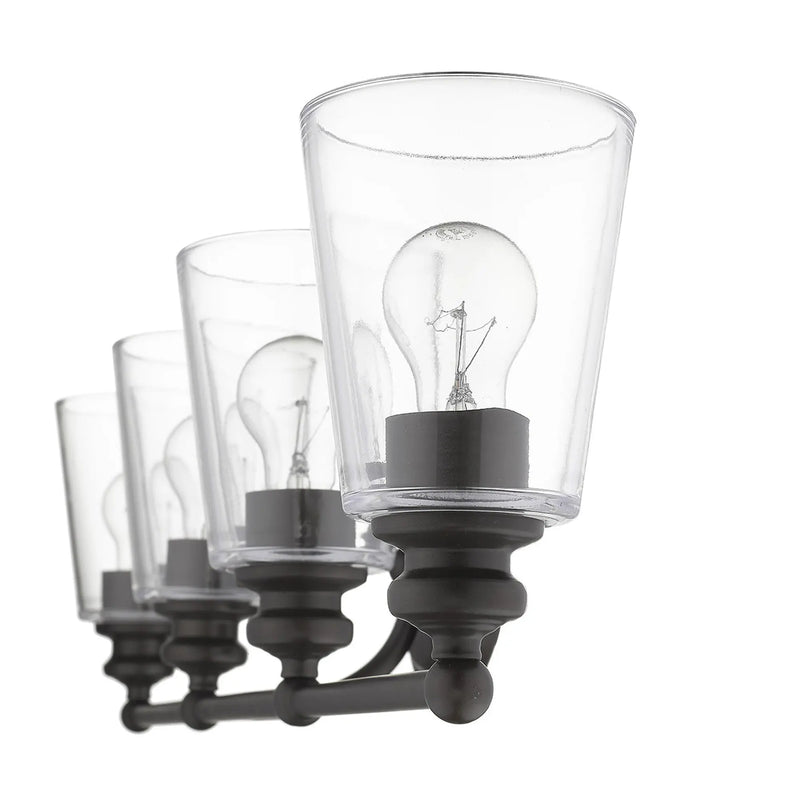 8" Black And Clear Metal and Glass Vanity Flush Mounted Sconce Homeroots Lighting