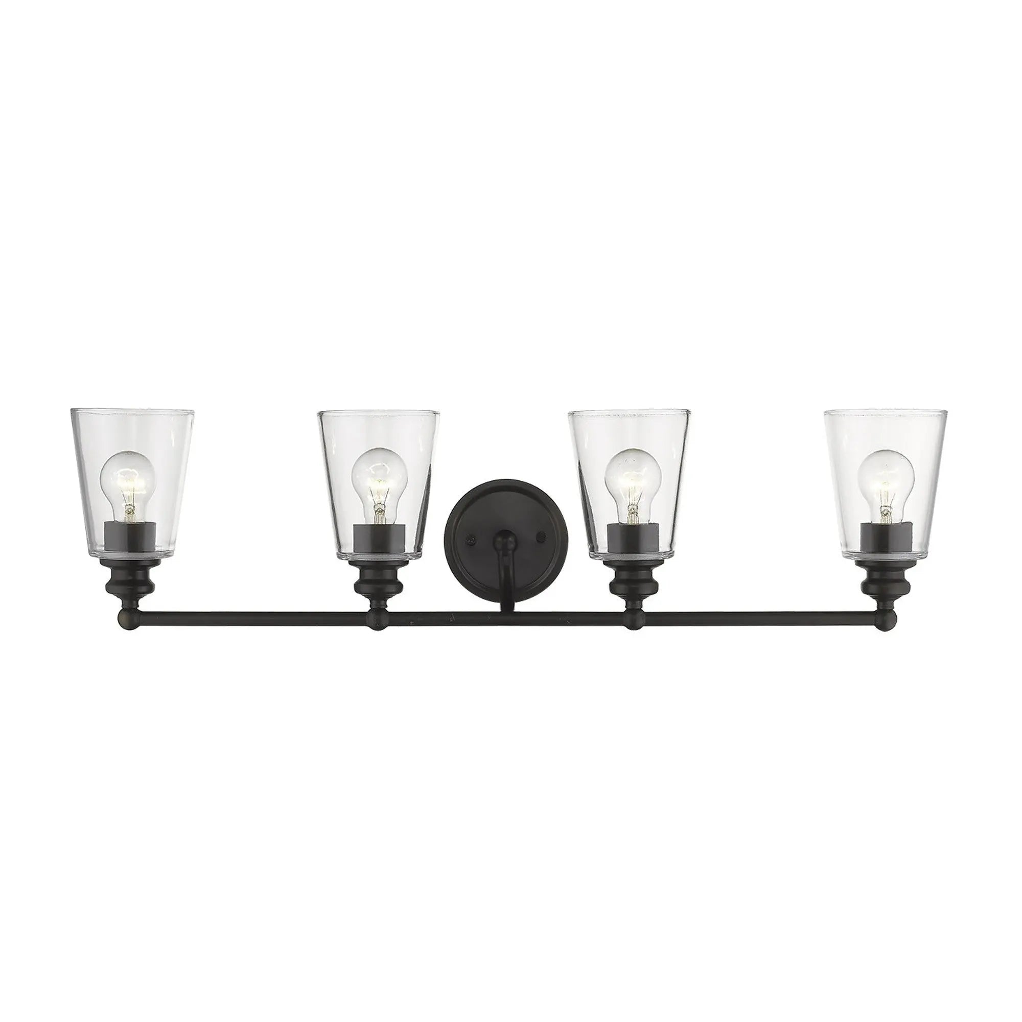 8" Black And Clear Metal and Glass Vanity Flush Mounted Sconce Homeroots Lighting