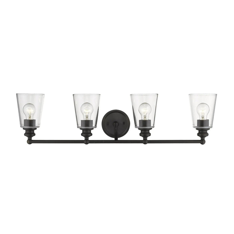 8" Black And Clear Metal and Glass Vanity Flush Mounted Sconce Homeroots Lighting