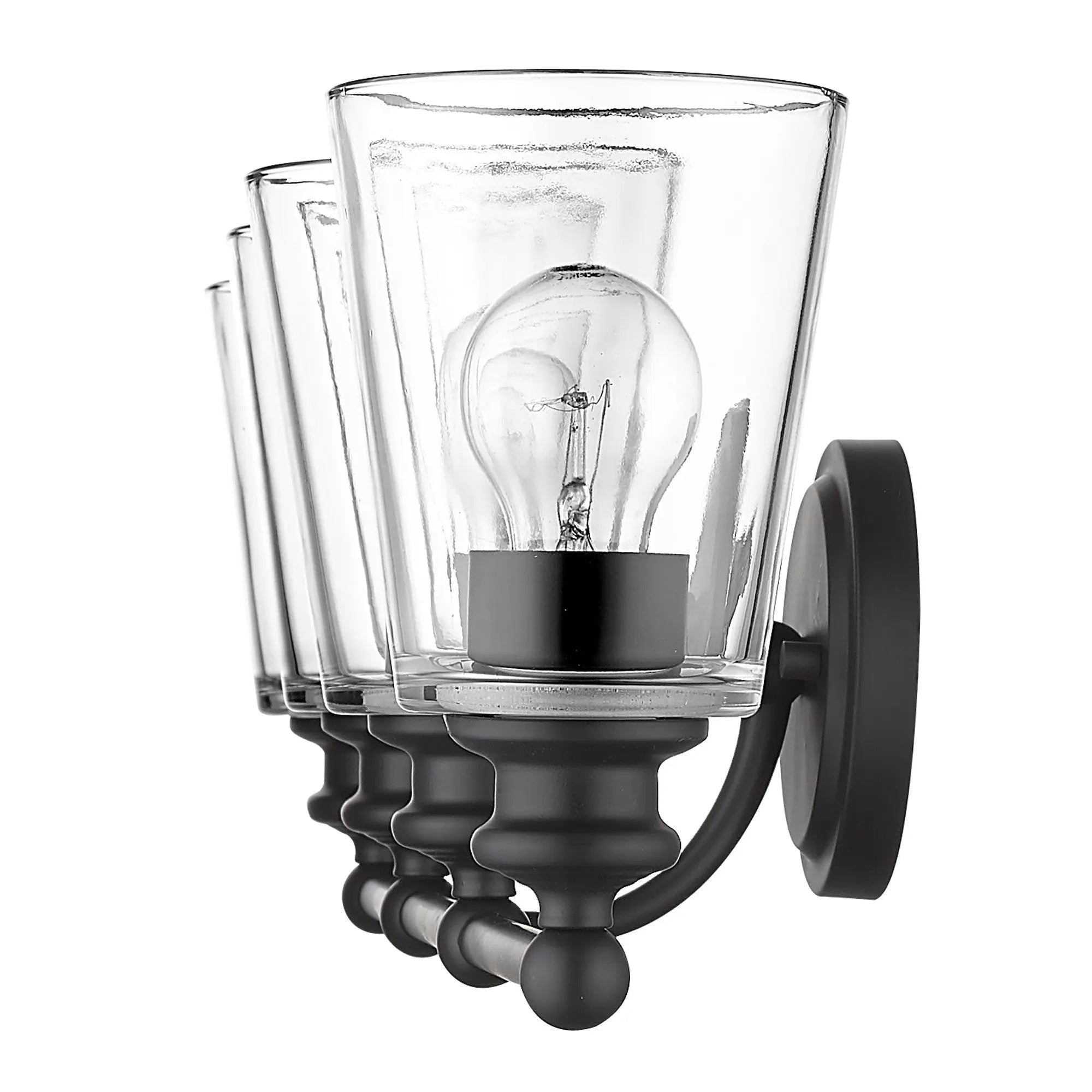 8" Black And Clear Metal and Glass Vanity Flush Mounted Sconce Homeroots Lighting