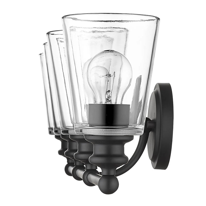 8" Black And Clear Metal and Glass Vanity Flush Mounted Sconce Homeroots Lighting