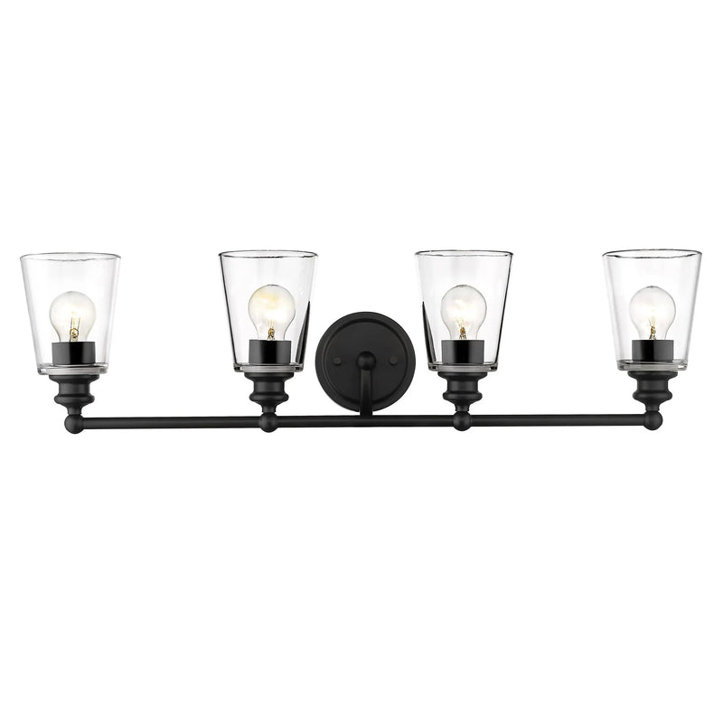 8" Black And Clear Metal and Glass Vanity Flush Mounted Sconce Homeroots Lighting