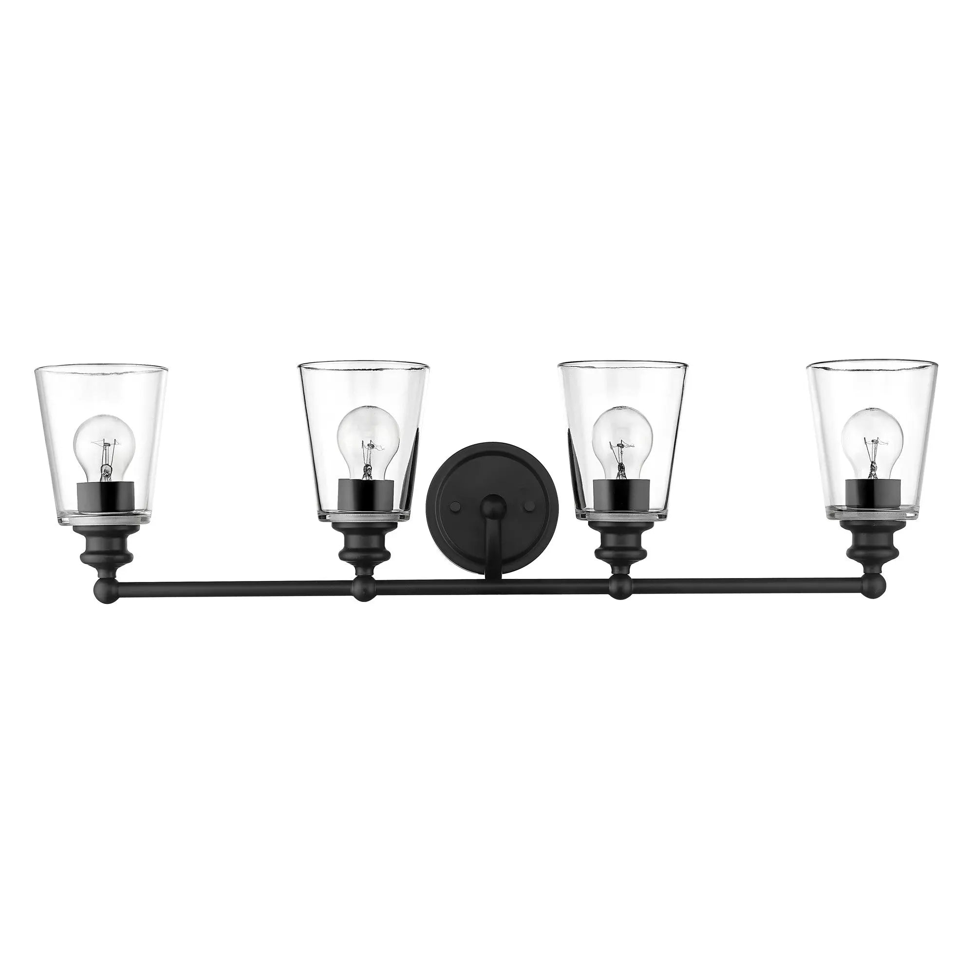8" Black And Clear Metal and Glass Vanity Flush Mounted Sconce Homeroots Lighting