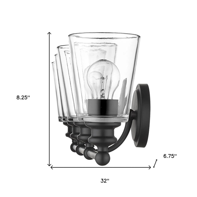 8" Black And Clear Metal and Glass Vanity Flush Mounted Sconce Homeroots Lighting