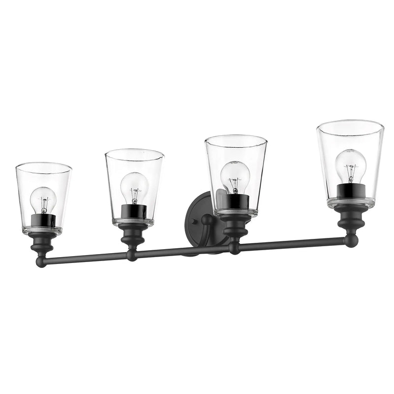 8" Black And Clear Metal and Glass Vanity Flush Mounted Sconce Homeroots Lighting