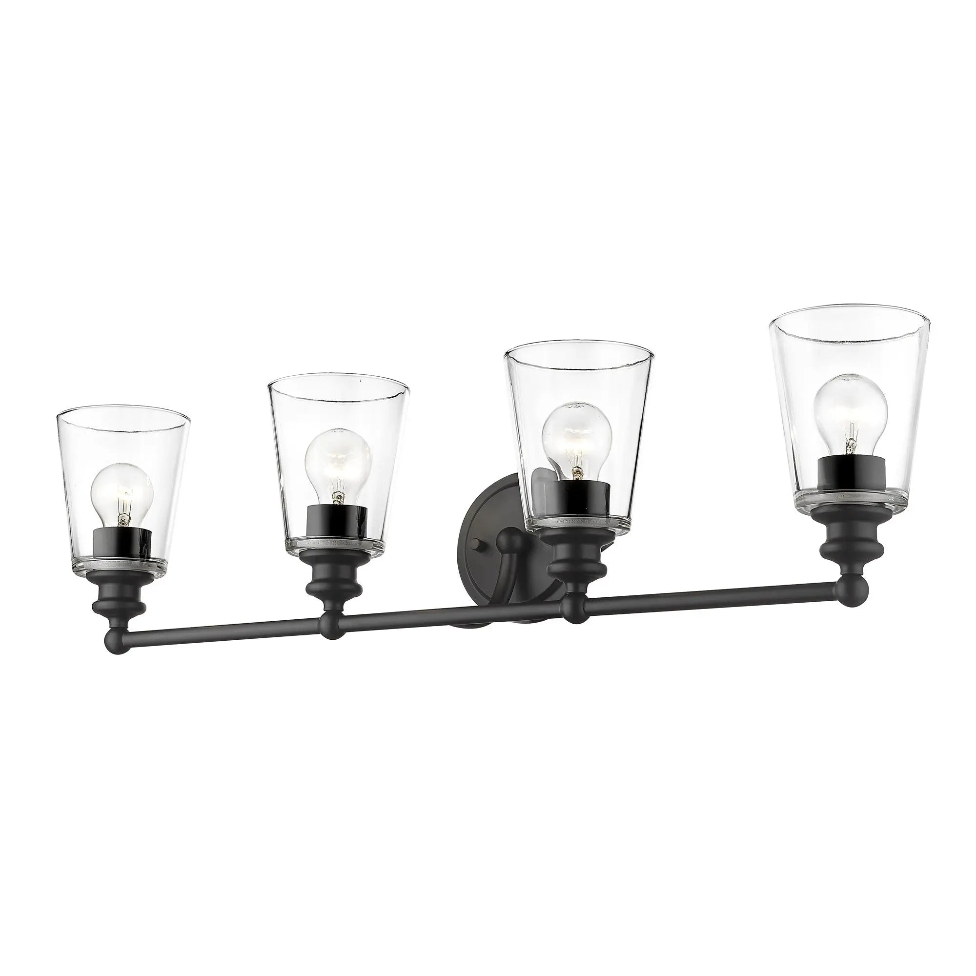 8" Black And Clear Metal and Glass Vanity Flush Mounted Sconce Homeroots Lighting