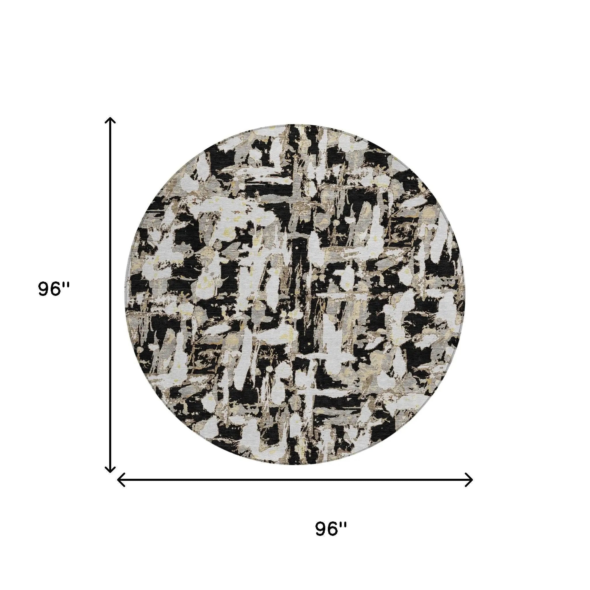 8' Black And Copper Round Abstract Washable Indoor Outdoor Area Rug Homeroots Outdoor