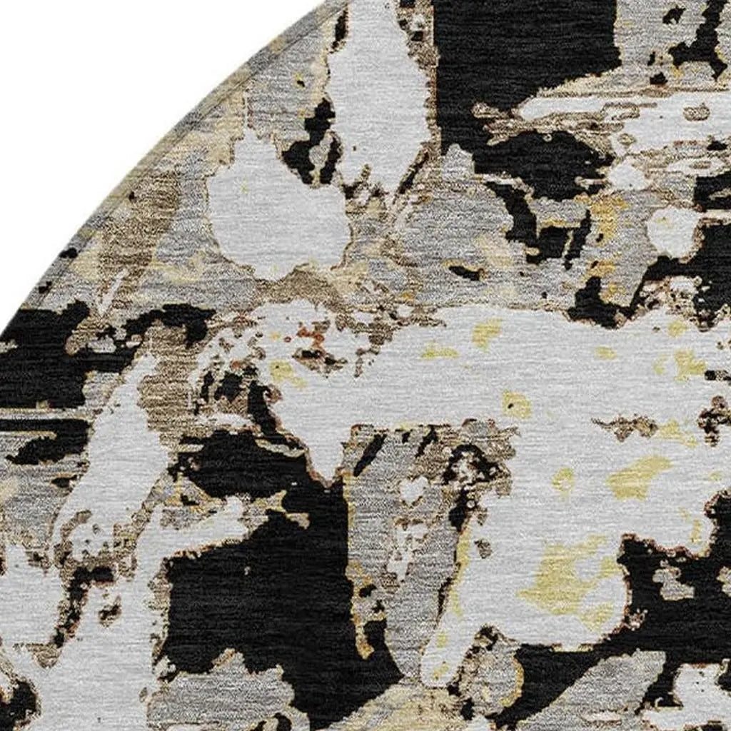 8' Black And Copper Round Abstract Washable Indoor Outdoor Area Rug Homeroots Outdoor