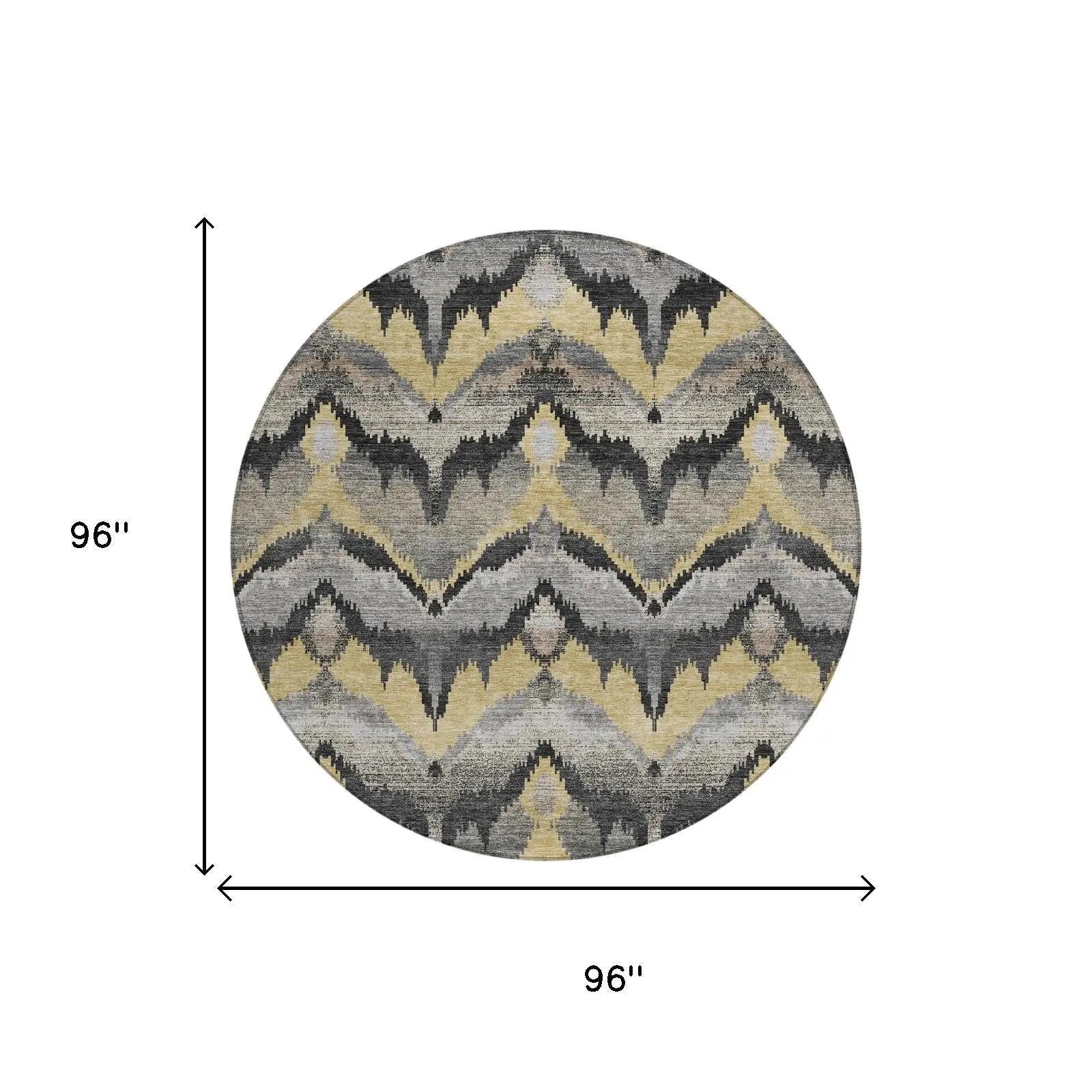 8' Black And Graphite Round Abstract Washable Indoor Outdoor Area Rug Homeroots Outdoor