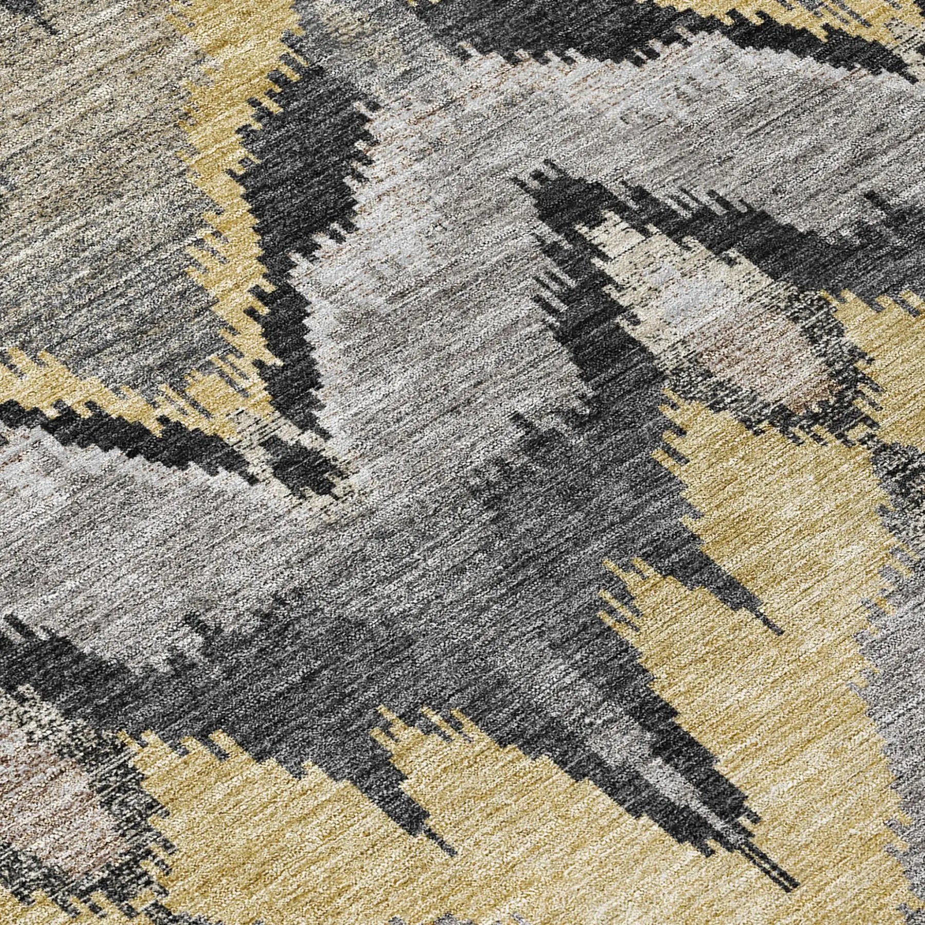 8' Black And Graphite Round Abstract Washable Indoor Outdoor Area Rug Homeroots Outdoor