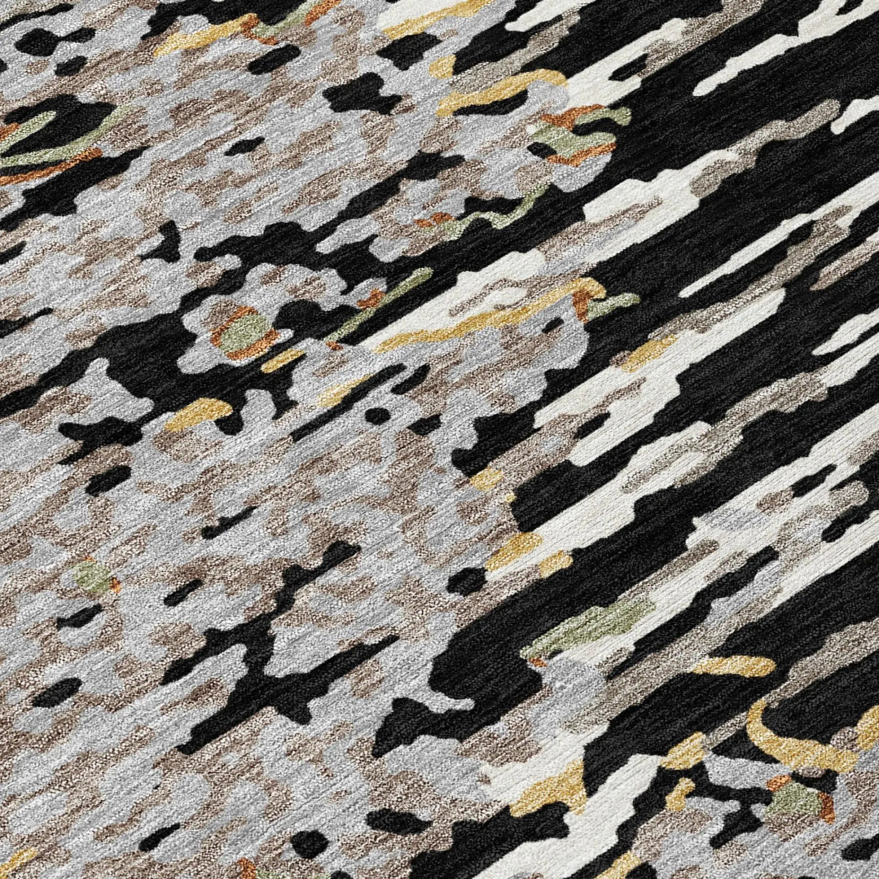 8' Black And Graphite Round Abstract Washable Indoor Outdoor Area Rug Homeroots Outdoor
