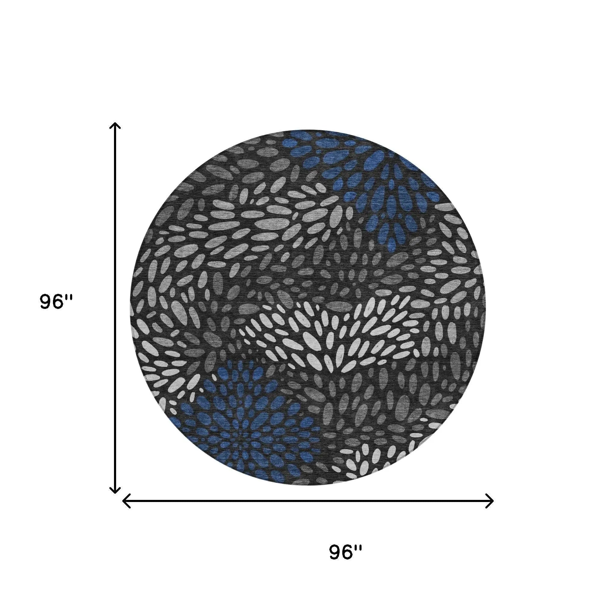 8' Black And Graphite Round Abstract Washable Indoor Outdoor Area Rug Homeroots Outdoor