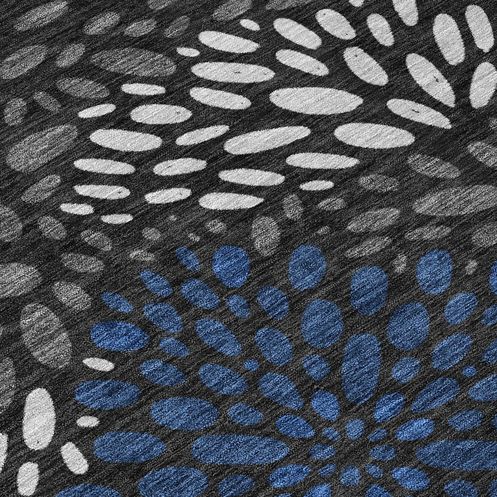8' Black And Graphite Round Abstract Washable Indoor Outdoor Area Rug Homeroots Outdoor