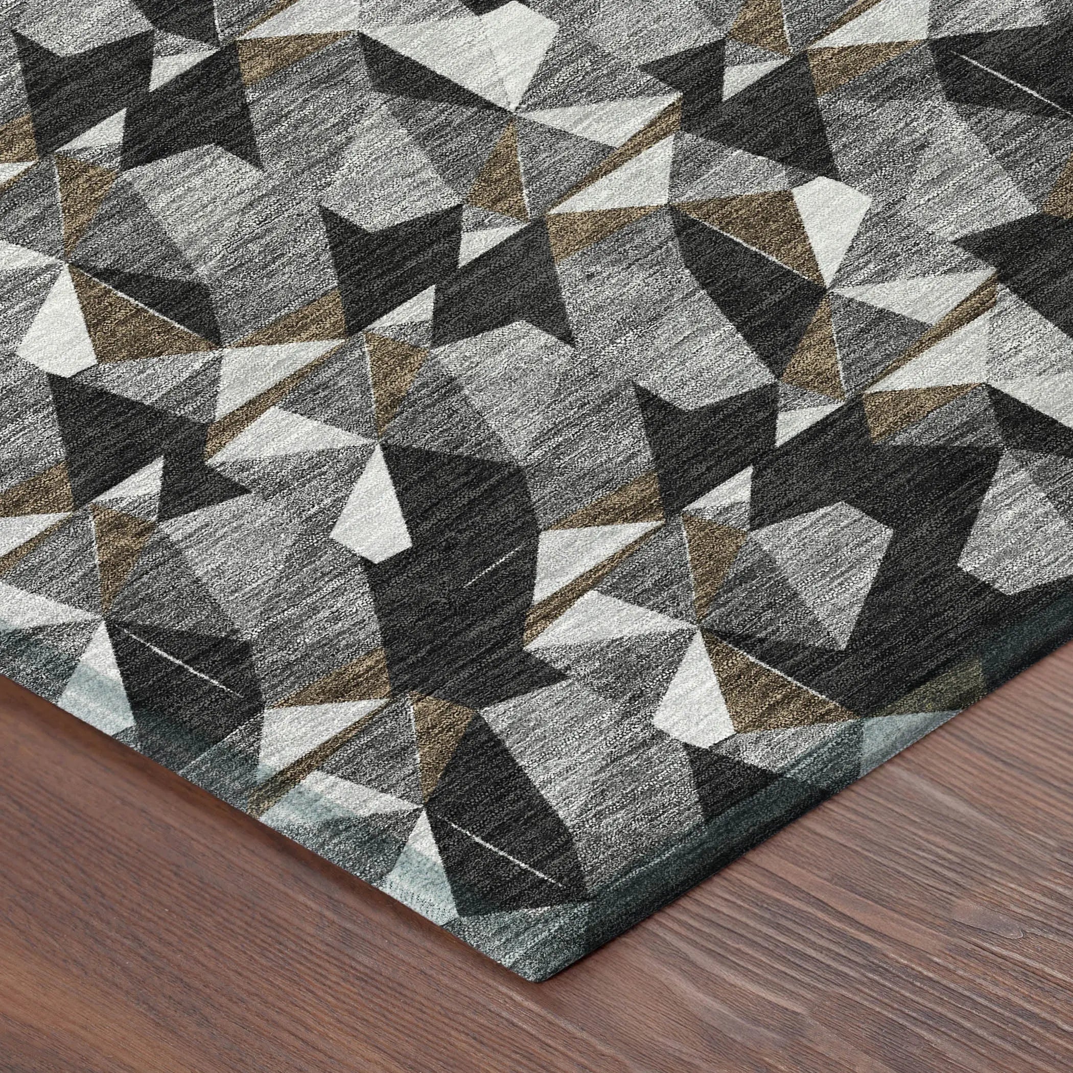 8' Black And Graphite Round Geometric Washable Indoor Outdoor Area Rug Homeroots Outdoor