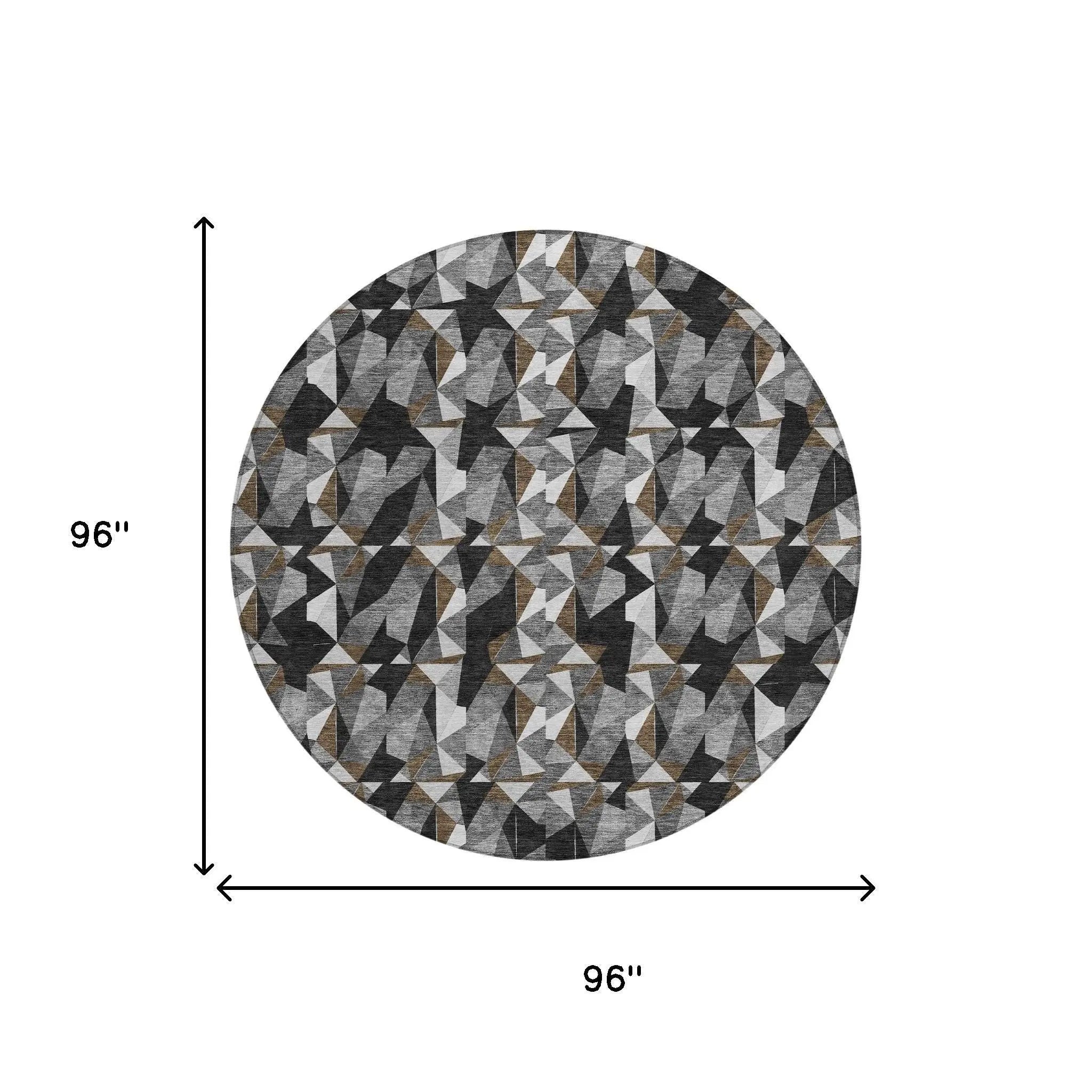 8' Black And Graphite Round Geometric Washable Indoor Outdoor Area Rug Homeroots Outdoor