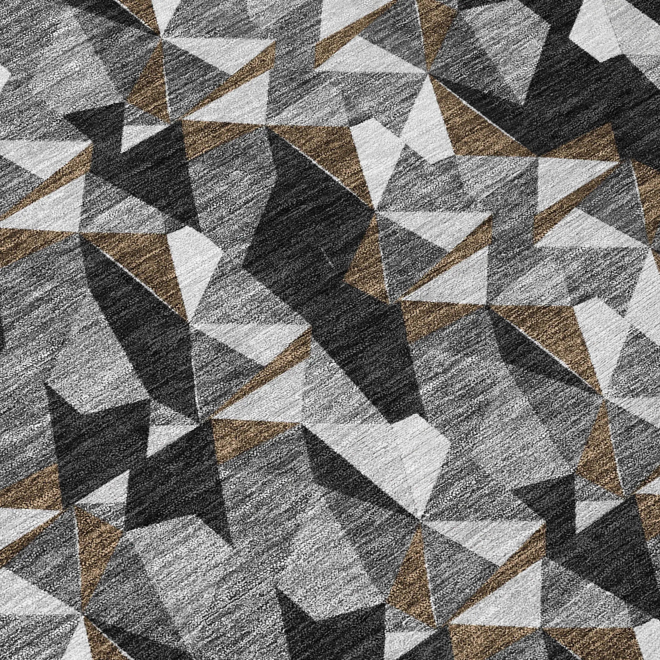 8' Black And Graphite Round Geometric Washable Indoor Outdoor Area Rug Homeroots Outdoor