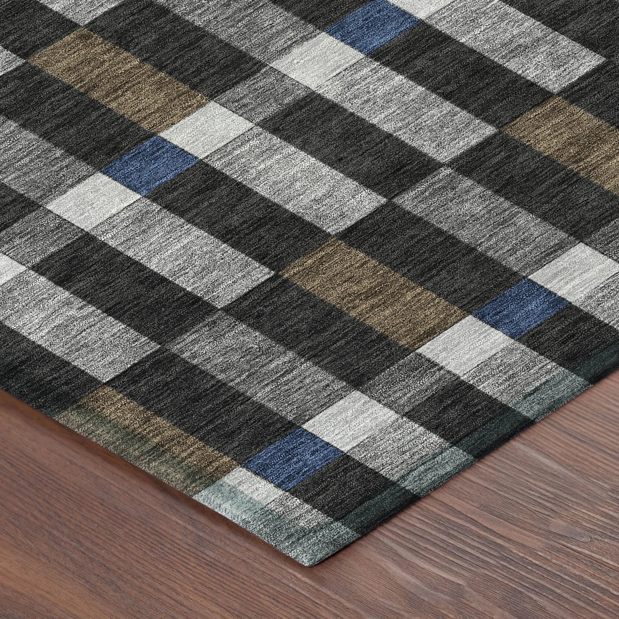 8' Black And Graphite Round Geometric Washable Indoor Outdoor Area Rug Homeroots Outdoor